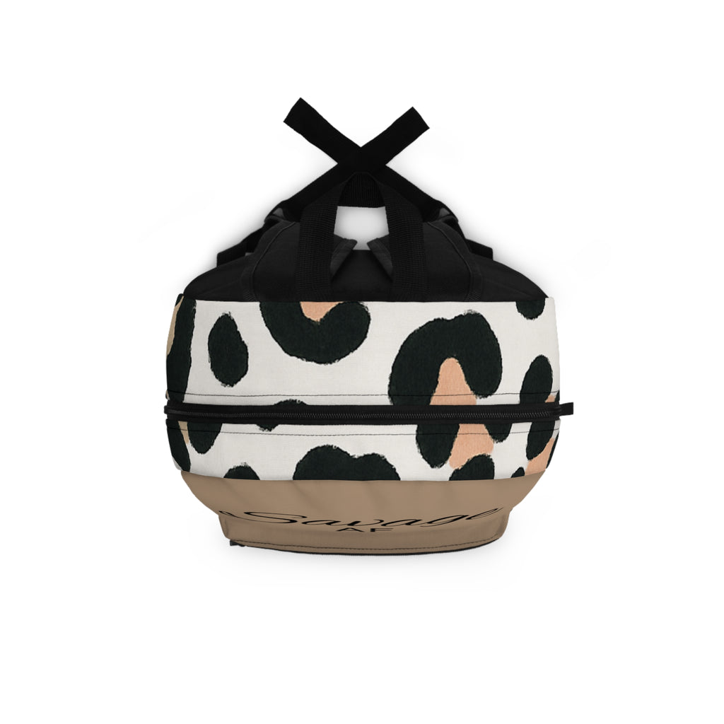 Leopard Print "Savage AF" Backpack — Chic Neutral Animal Print School & Everyday Bag