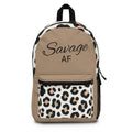 Leopard Print "Savage AF" Backpack — Chic Neutral Animal Print School & Everyday Bag